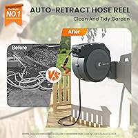 Vista 2 de Giraffe Tools Carrete de manguera de jardín retráctil de 12 pulgada x 100 pies, súper resistente, bloqueo de cualquier longitud, sistema de retorno