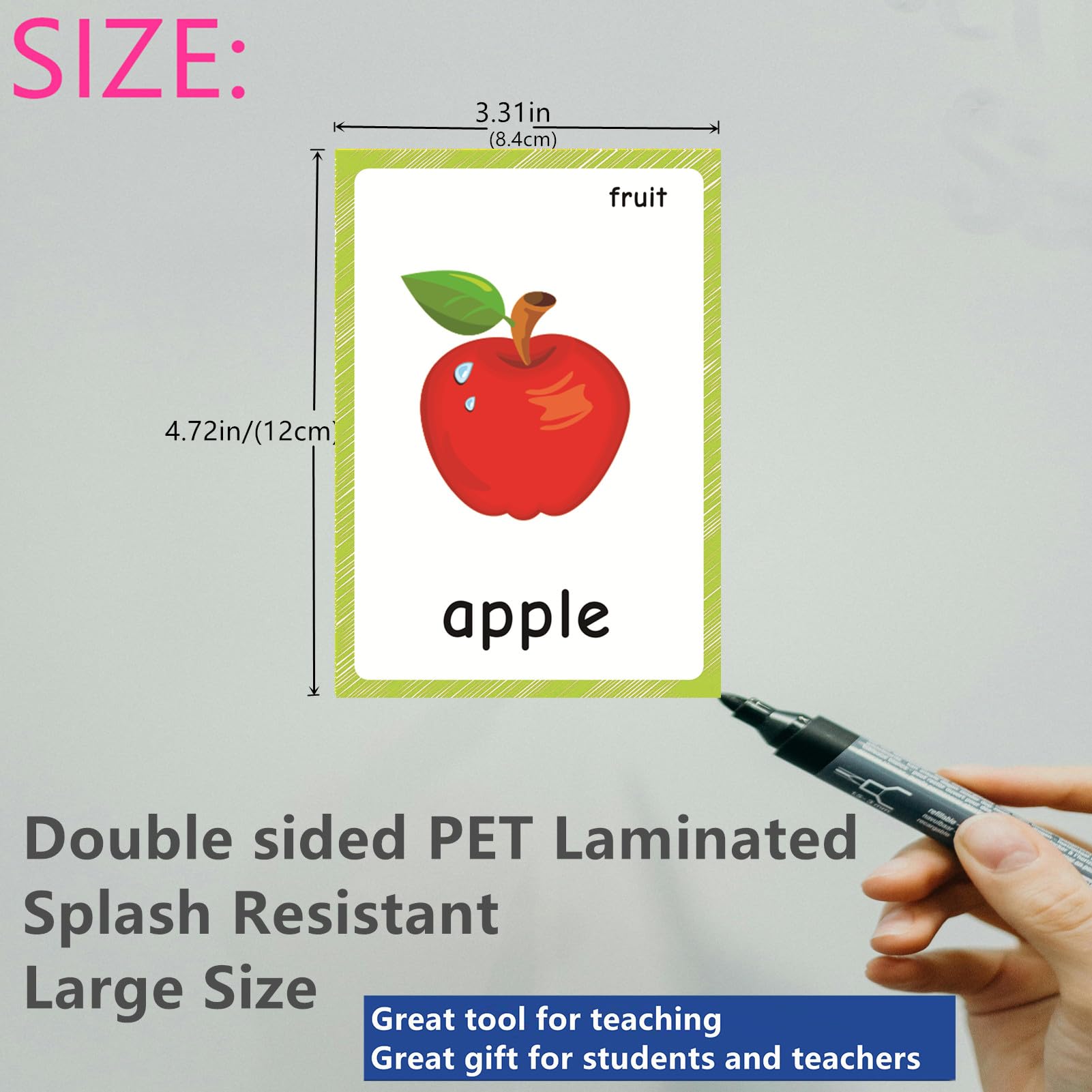 YIYEE Fruit and Vegetable Flash Cards, 41 Pcs Learning First English Word Cards - Image 2