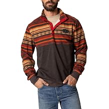 Kimes Ranch Mens Tack Quarter Button Pullover with Western Patterned Upper Panel & Embroidered Horns Logo
