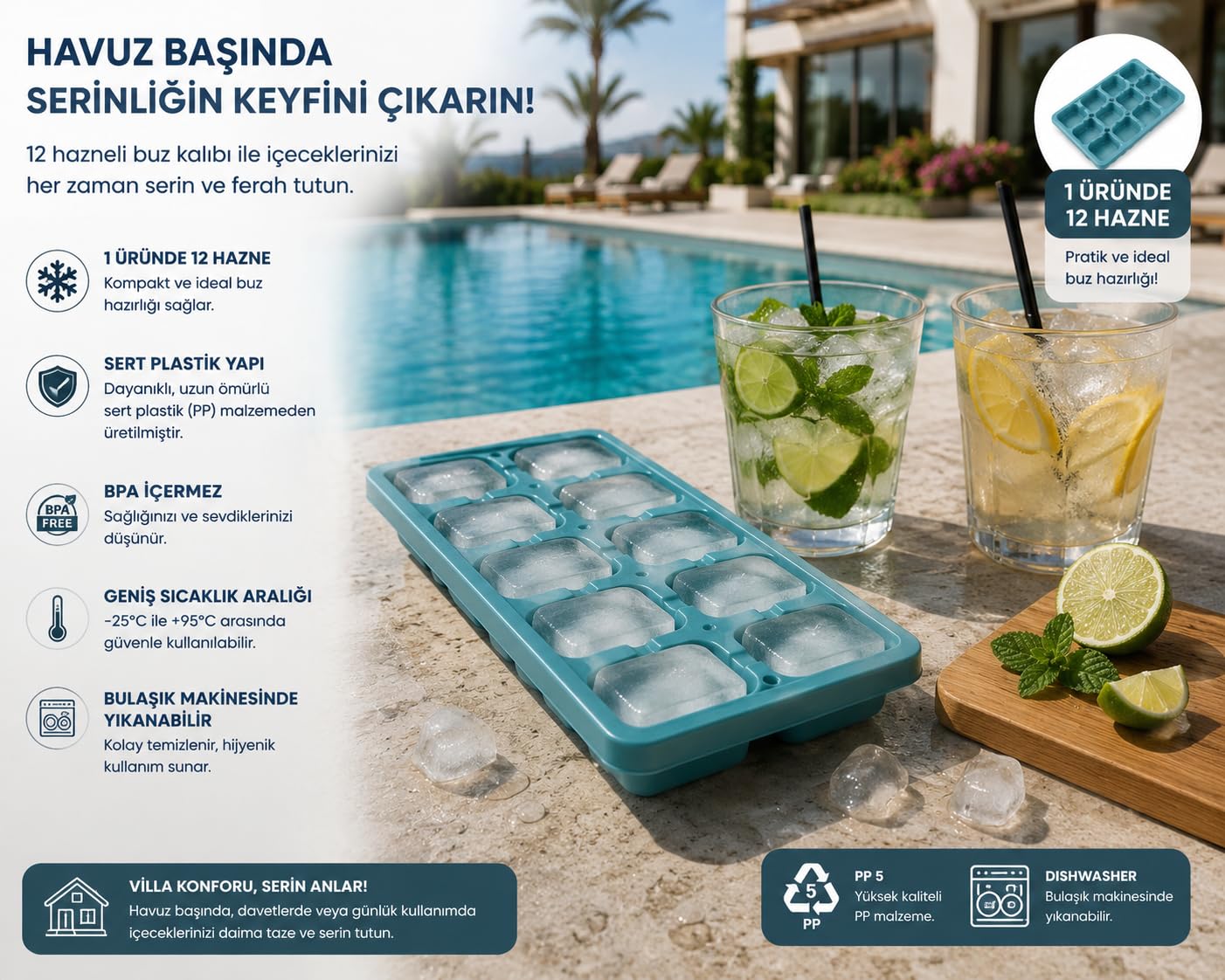 Buz Kalıbı 2'li Sert Plastik 12 Hazneli İkiz Buzluk Seti, Buzluk, Buz Kabı, Buz Haznesi, Buz Kalıpları, Buz Tepsileri, Buz, Buz Yapma Kalıbı, Çok Amaçlı Buz Küpü Kalıbı