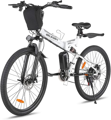 GELEISEN - Bicicleta eléctrica plegable para adultos, bicicleta eléctrica plegable de 26 pulgadas con motor de 500 W350 W y batería extraíble de 48