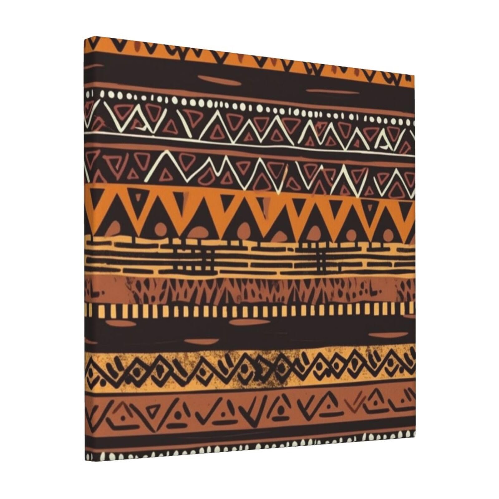 KLOPH African Mud Cloth Tribal Canvas Wall Art for Living Room 12"x12" Modern Artwork Painting for Bathroom Hanging Canvas Prints Aesthetic Wallart for Bedroom Kitchen Office Wall Decor