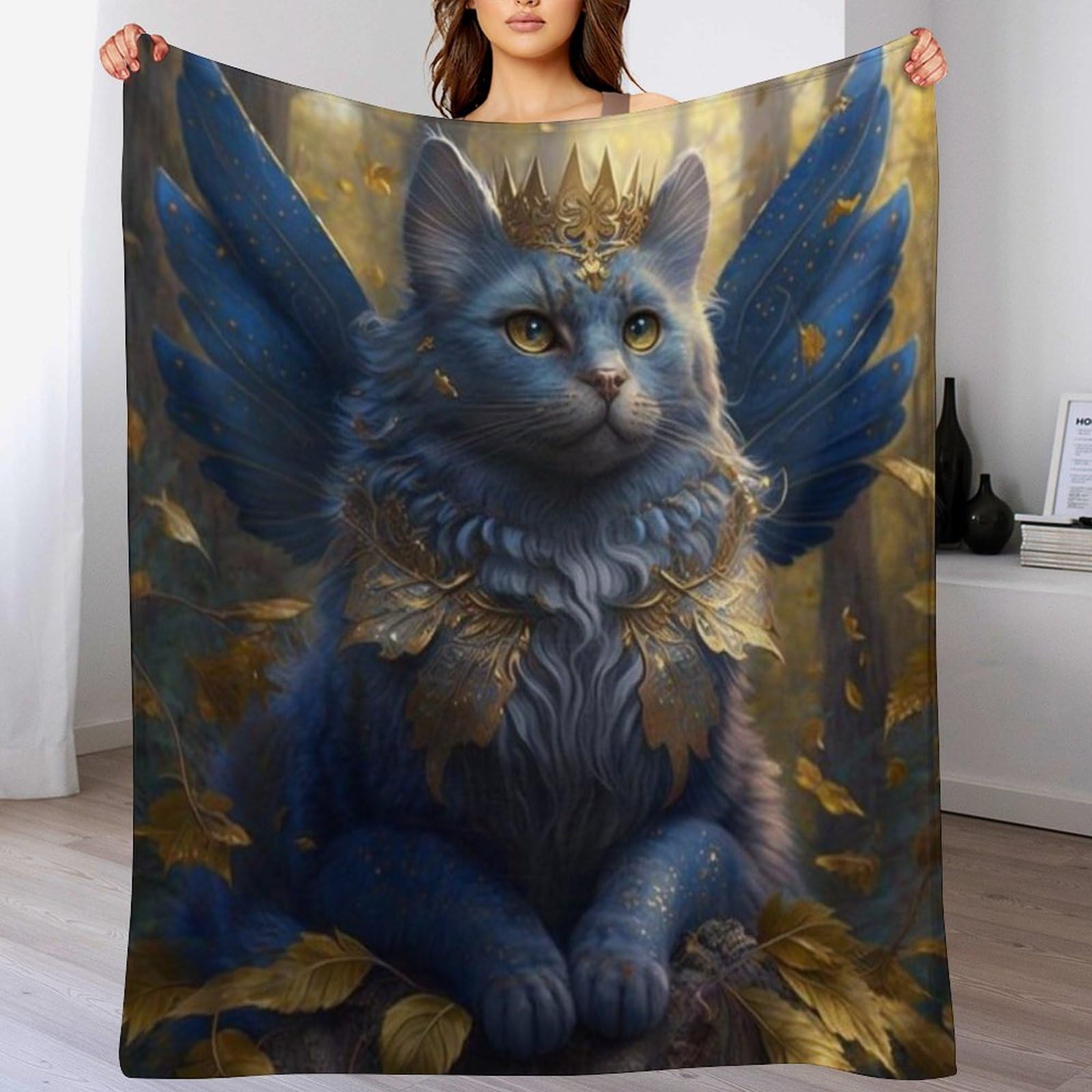 Manta de franela con gato de 140x180 cm suave para sofa