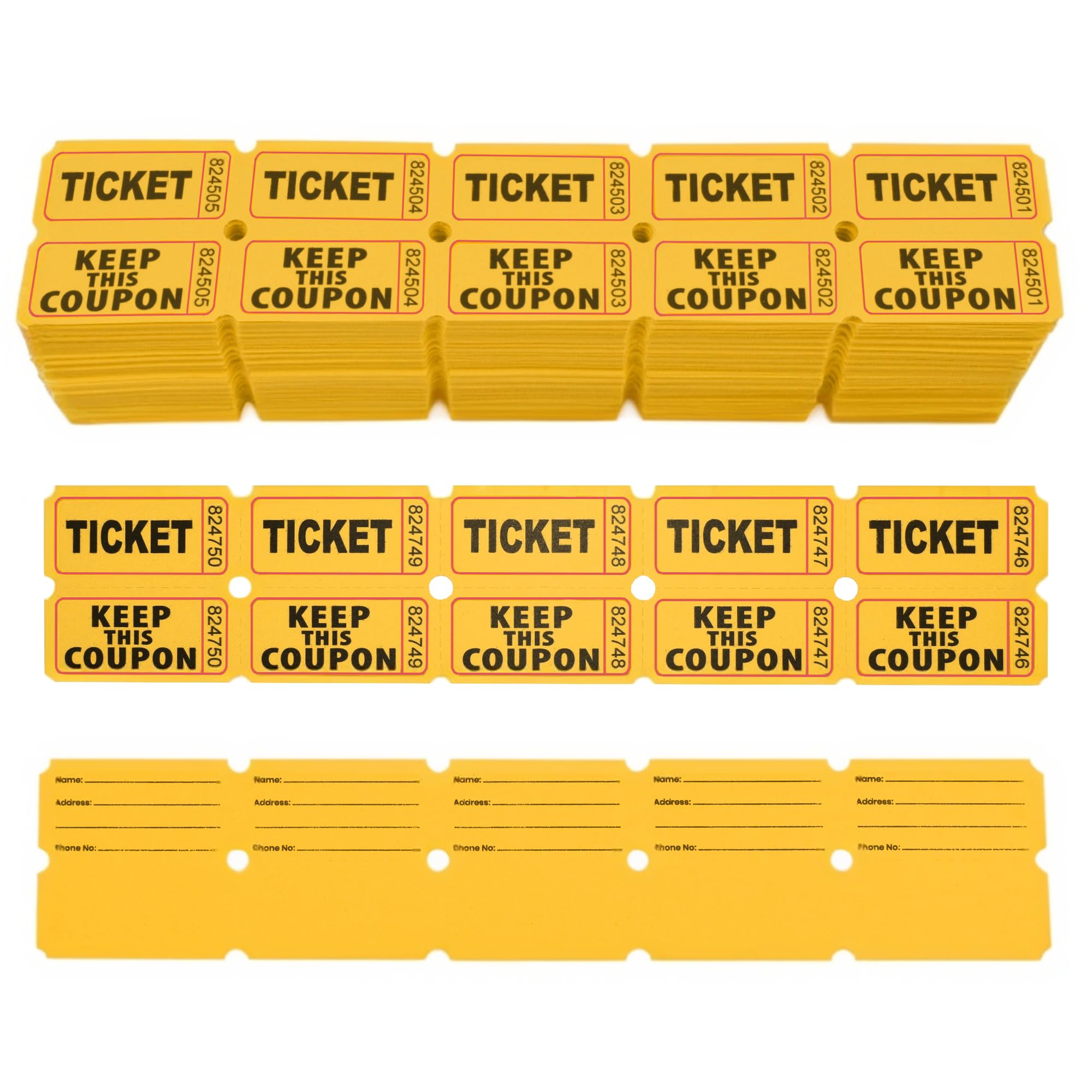 Homrelaxy 2000 Pcs 1000 Pairs Raffle Tickets, 50/50 Double Raffle Tickets