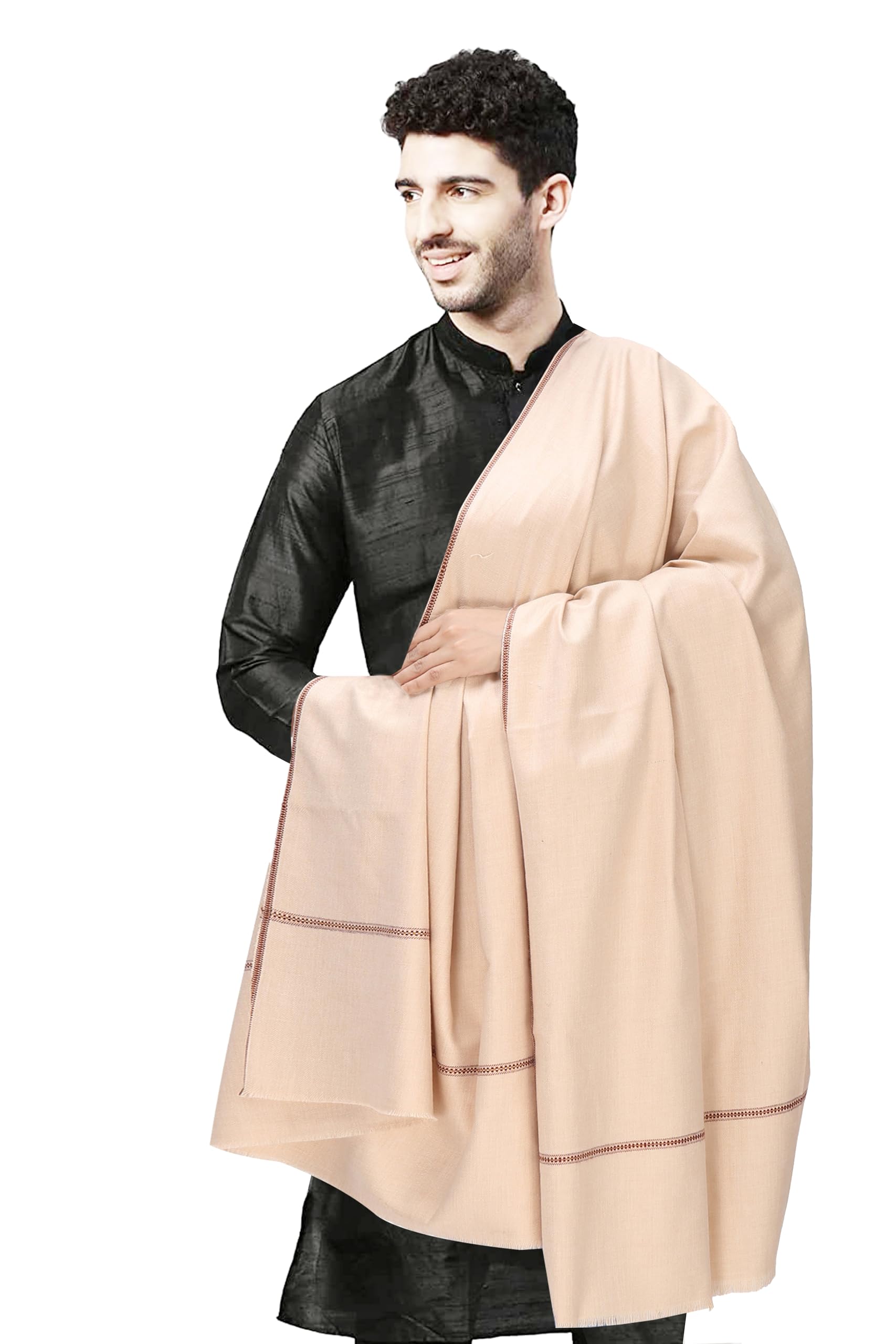 manra Men's Kashmiri Wool Shawl Solid Pattern for Gents-picture-38