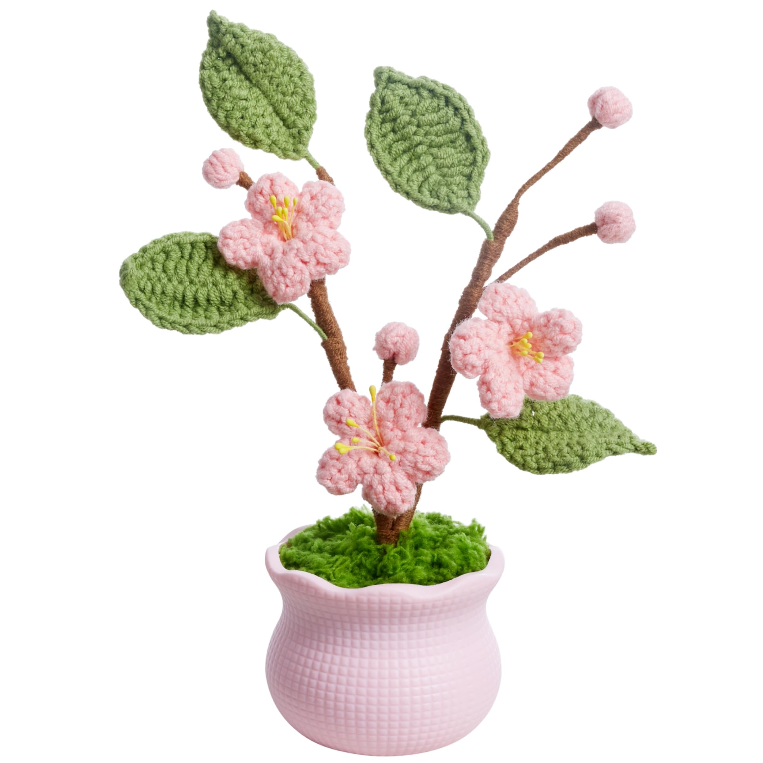 NUKAYAI Knitting Crochet Flowers Potted Flower, Fake Forget Me Not