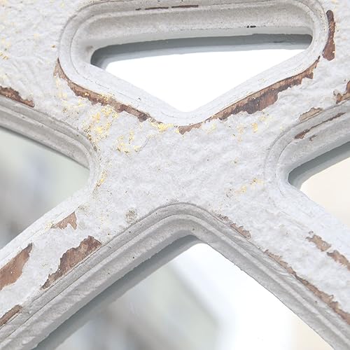 Miniatura 4 de Espejo de pared de madera con arco de catedral rústico, espejo de pared con marco de madera rústica para ventana, color blanco envejecido, 31-78