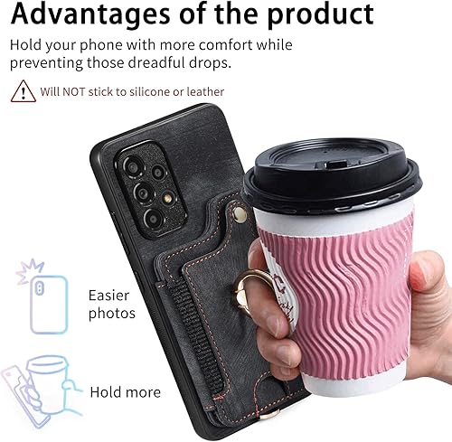 Miniatura 6 de Asuwish Funda para teléfono Samsung Galaxy A53 5G con protector de pantalla de vidrio templado y correa para la muñeca, cordón RFID para tarjetas de