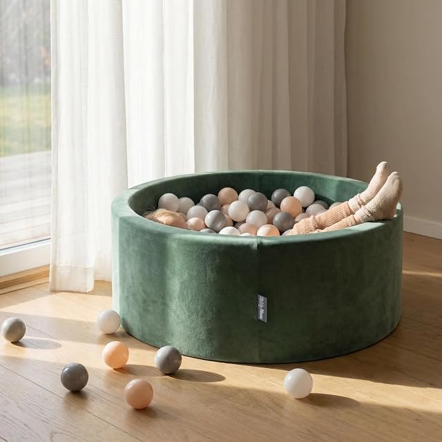 Foto 7 de 8 de KiddyMoon Piscina de Bolas en Terciopelo para Bebés Redonda 90x30 con 200 Pelotas 7cm Zona de Juego Niños…