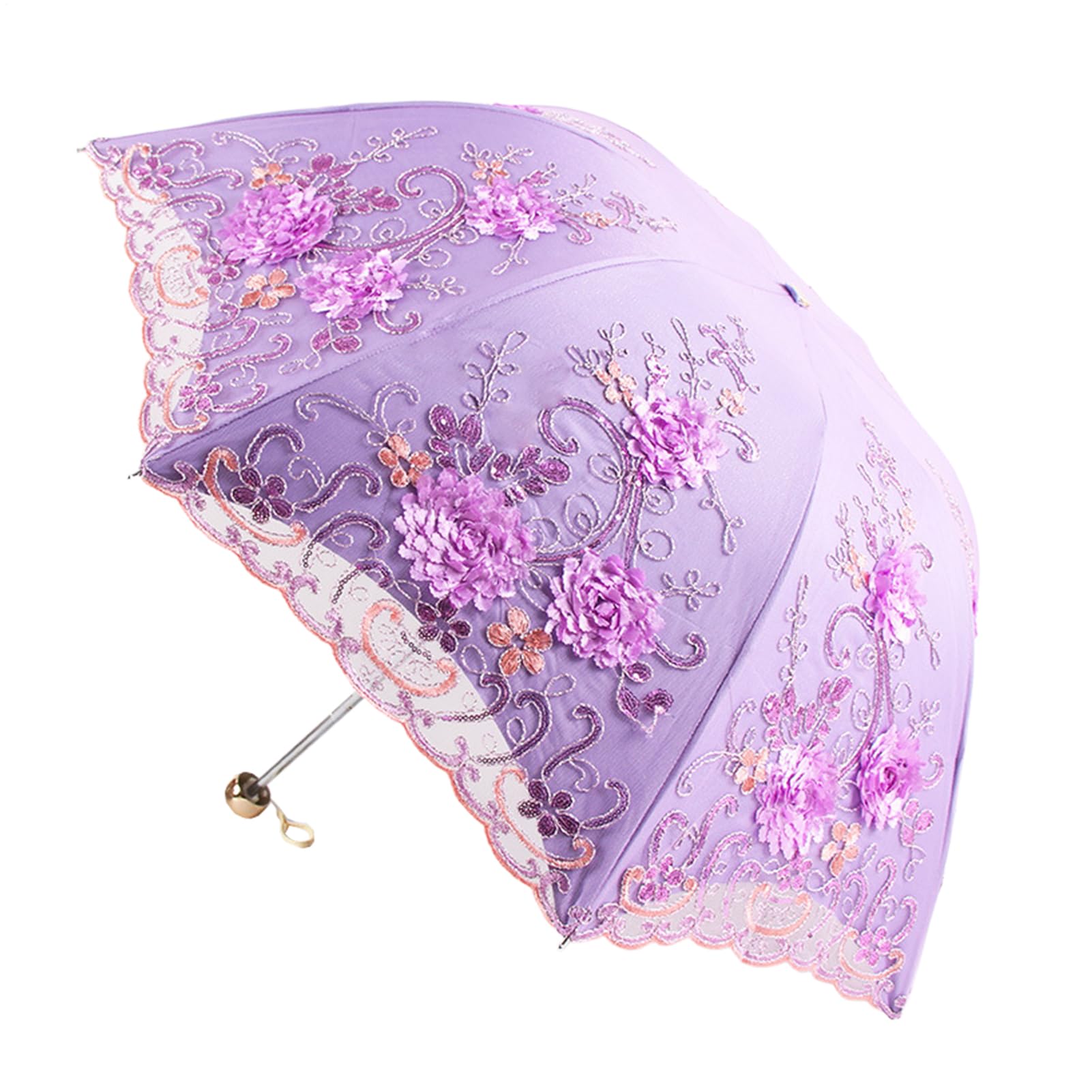 Paraguas UV, impermeable, resistente al sol, doble capa, paraguas de encaje para lluvia, para parque al aire libre, playa, viajes, picnic, camping, caminar, escalada, mochila