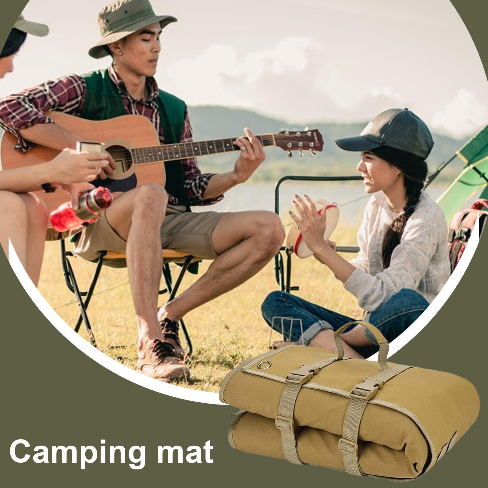 Esterilla de camping, resistente al agua, manta portátil gruesa (78,74 x 28,74 pulgadas), ideal para senderismo, caza, escalada, aperitivos diarios y camping