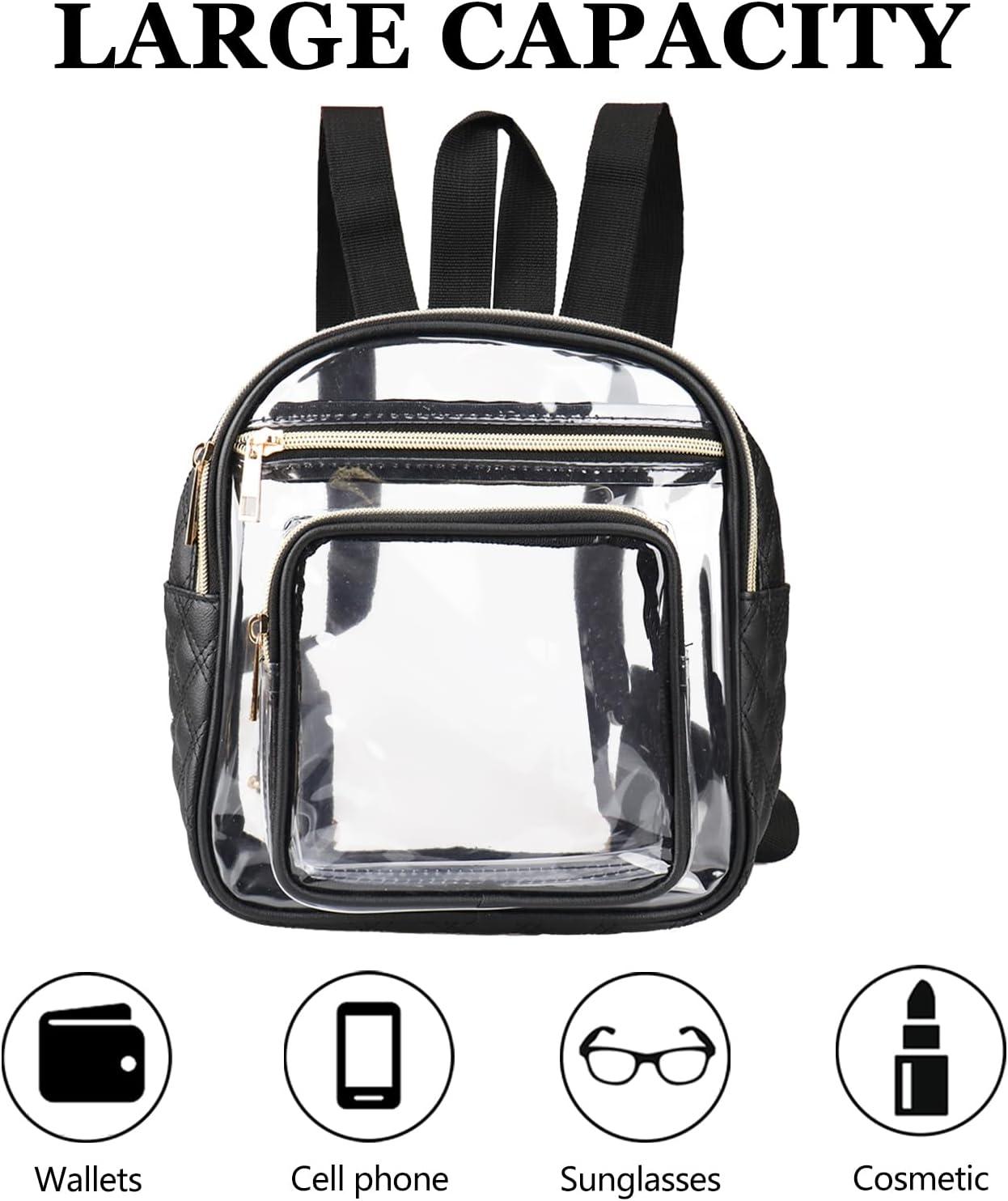 Clear Backpack Stadium Approved, Heavy Duty Mini Clear Backpack with Front Pocket for Concert Sport Events Work (clear) - Image 5