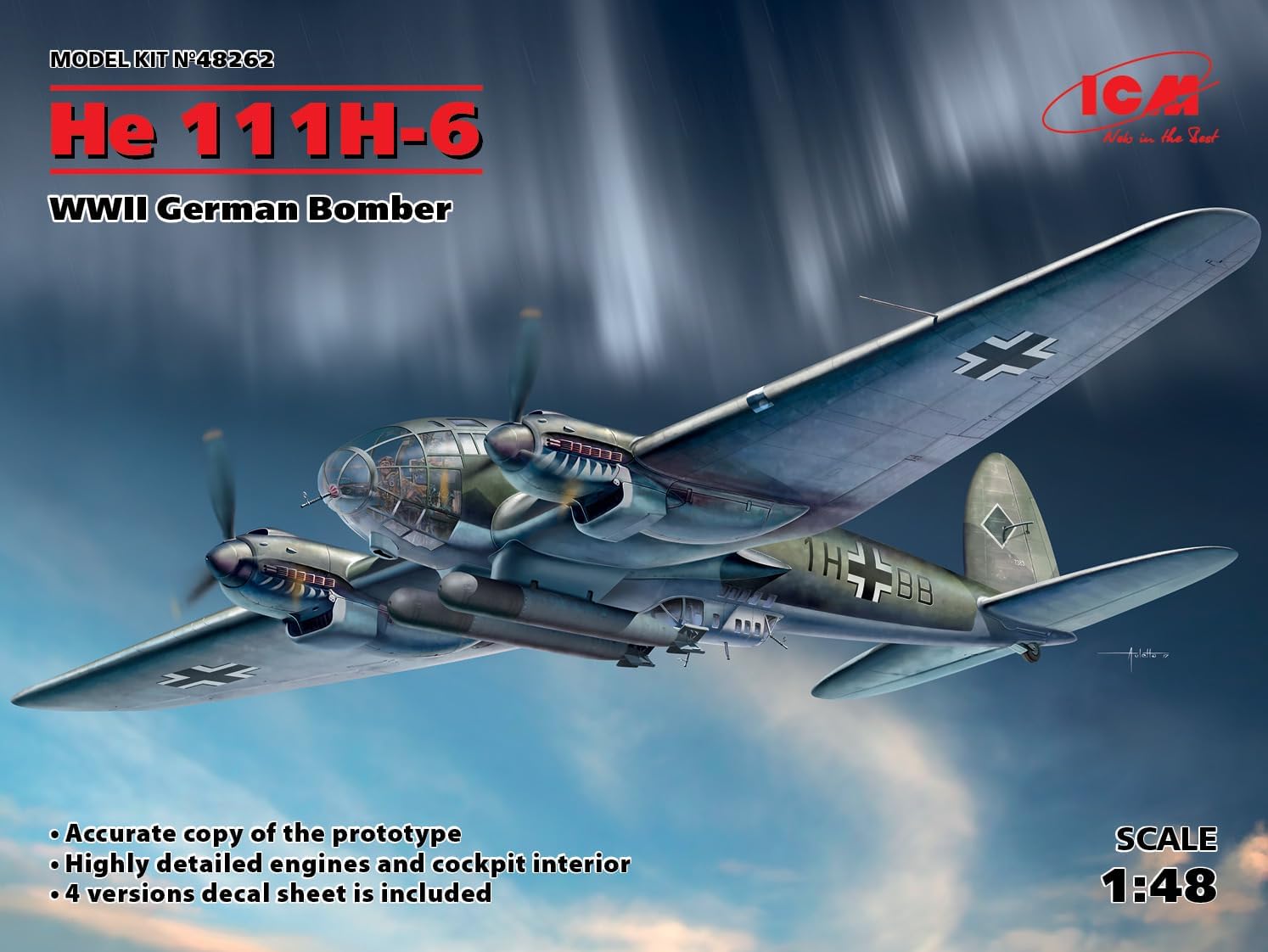 ICM 48262 - He 111H-6, WWII German Bomber - Plastic Military Model Kit - Scale 1:48