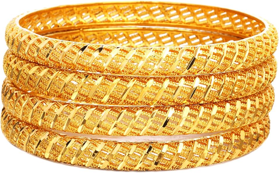 Ethlyn Birthday Gifts for her Gold Color Bangles Bracelet Jewelry for Mothers Day Valentines Anniversary Mom Wife Girlfriend 4pcs/lot