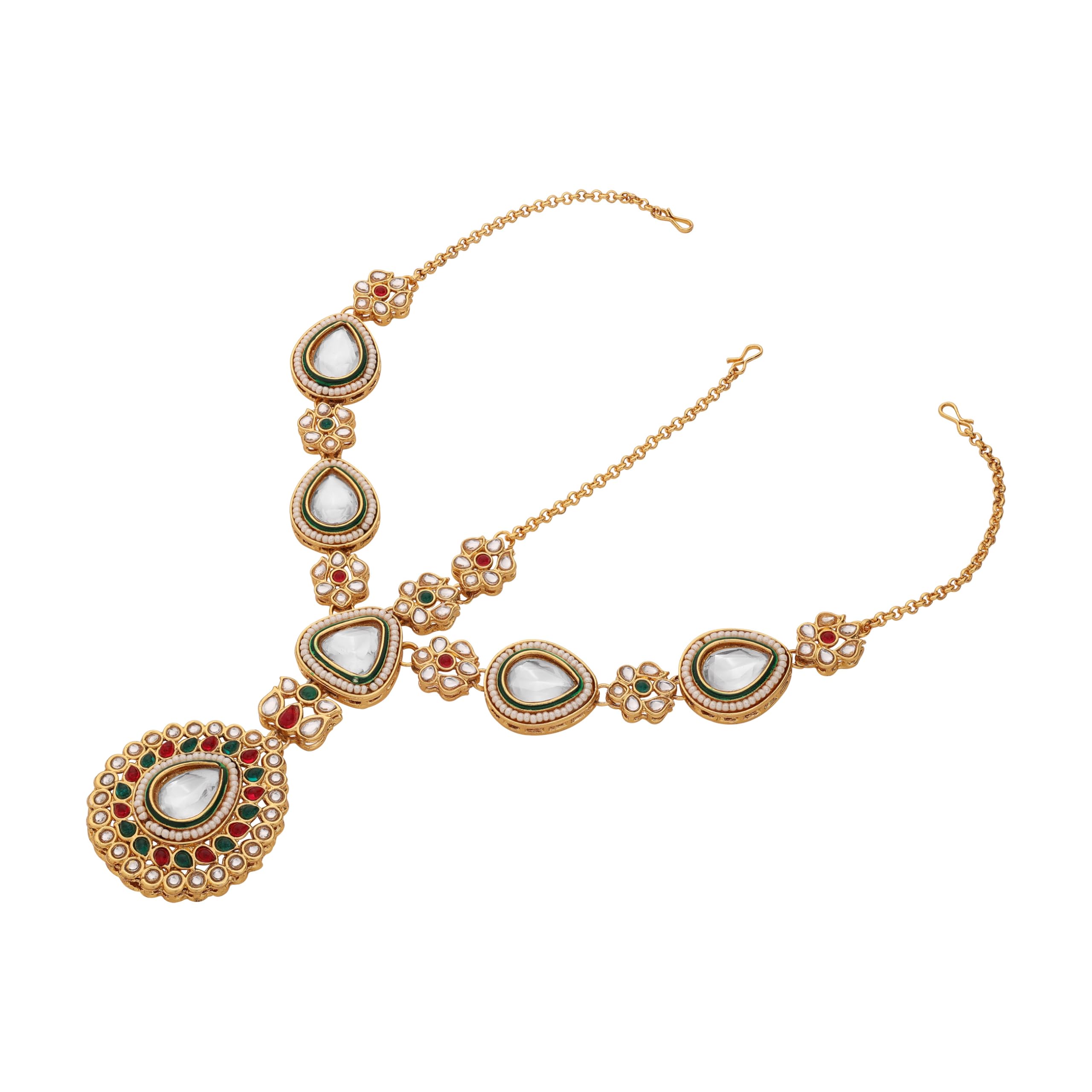 Wedding Collection, set girocollo da sposa placcato oro con pietra Kundan e Meena, per donne e ragazze, in metallo, senza pietre preziose
