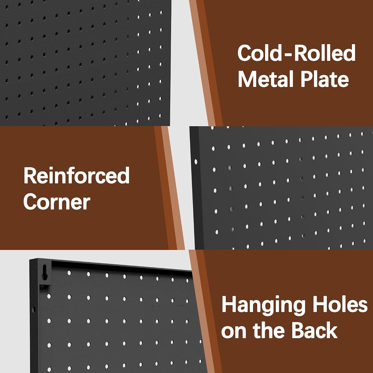 Pegboard 4 Pcs Metal Wall Control Peg Board Panels Kit Black | 15.7'' x 11.8'' Organizer with Accessories 30 Hooks and 4 Baskets for Gaming Garage Office Craft Room Dorm