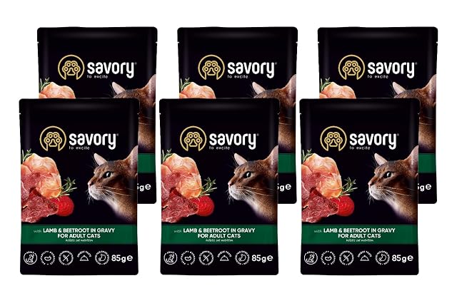 Savory - Comida húmeda para Gatos - Comida húmeda para Gatos - para Gato Adulto - Cordero y Remolacha