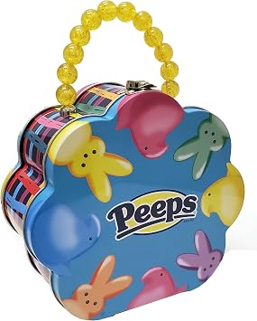 The Tin Box Company Peeps Flower Shape Tin Carry All With Beaded Handle,917707-12