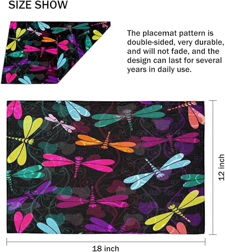 Miniatura 4 de Dragonfly Funny Placemats Set of 4 Table Mats Washable Placemat Waterproof Place Mats for Party Home Dining Table Decor 18x12 in