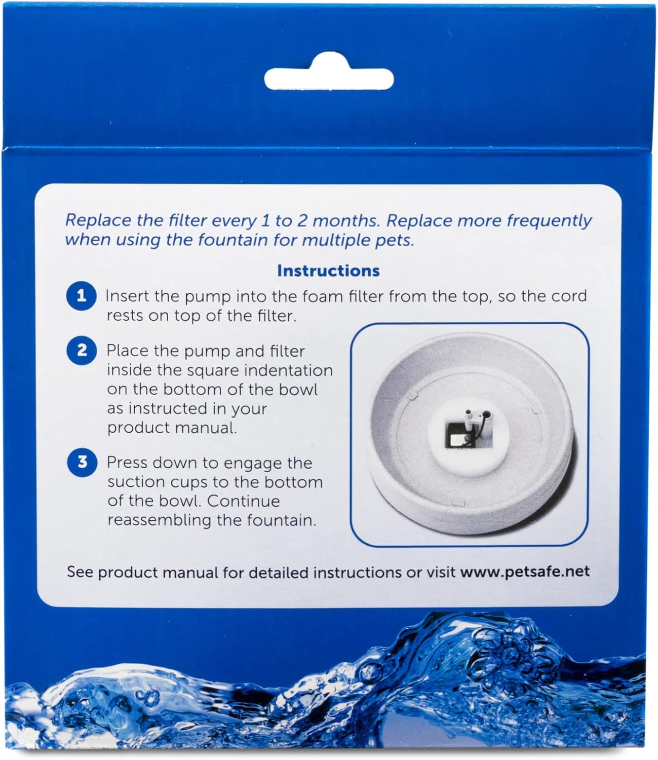 PetSafe Drinkwell Replacement Foam Filters for 360 Plastic Multiple Pet Fountain, Cat and Dog Water Dispenser, (Pack of 2)