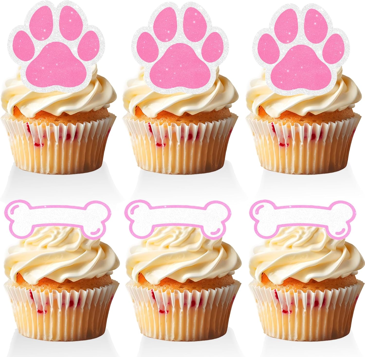 Amazon.com: 18 PCS Paw Print Cupcake Toppers for Girls Baby Shower Pink ...