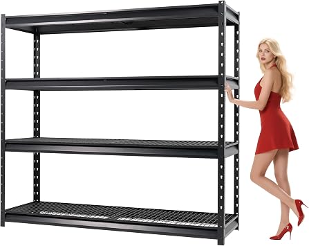 The Atlas 10000 lbs Heavy Duty Garage Storage Rack, 77" W x 24" D x 72" H, Adjustable Metal Organizer Shelf, Dark Grey, 4-Tier