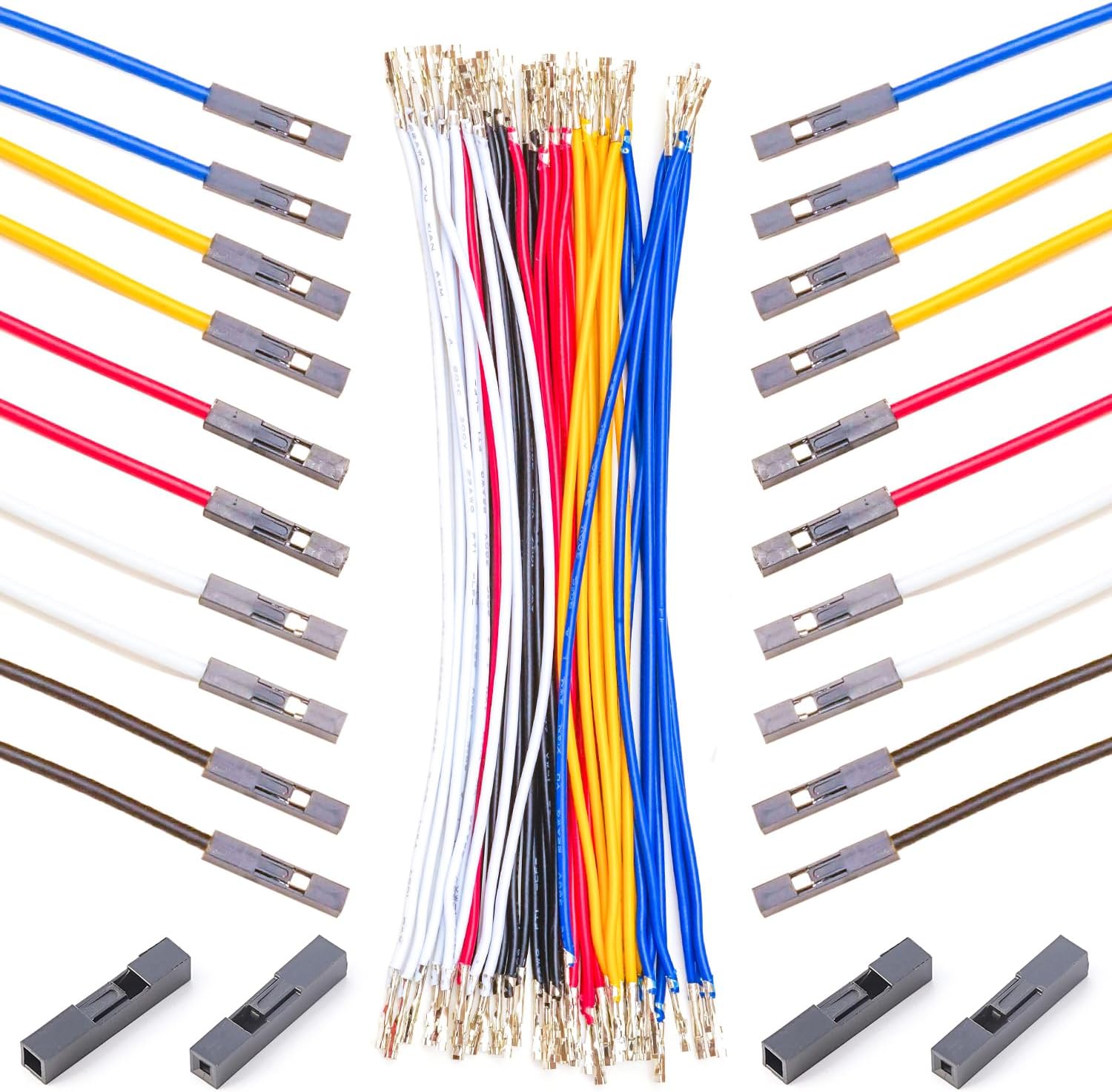 Kidisoii Dupont 2.54mm Wire Female to Female Dupont Connector & 22AWG Pre-Crimped Cable, Single Row 1/2/3/4/5/6/7/8/9/10P JST Connector with Length of 10/30/50/100cm Dupont Wire (10Pcs FF 1P-10CM)