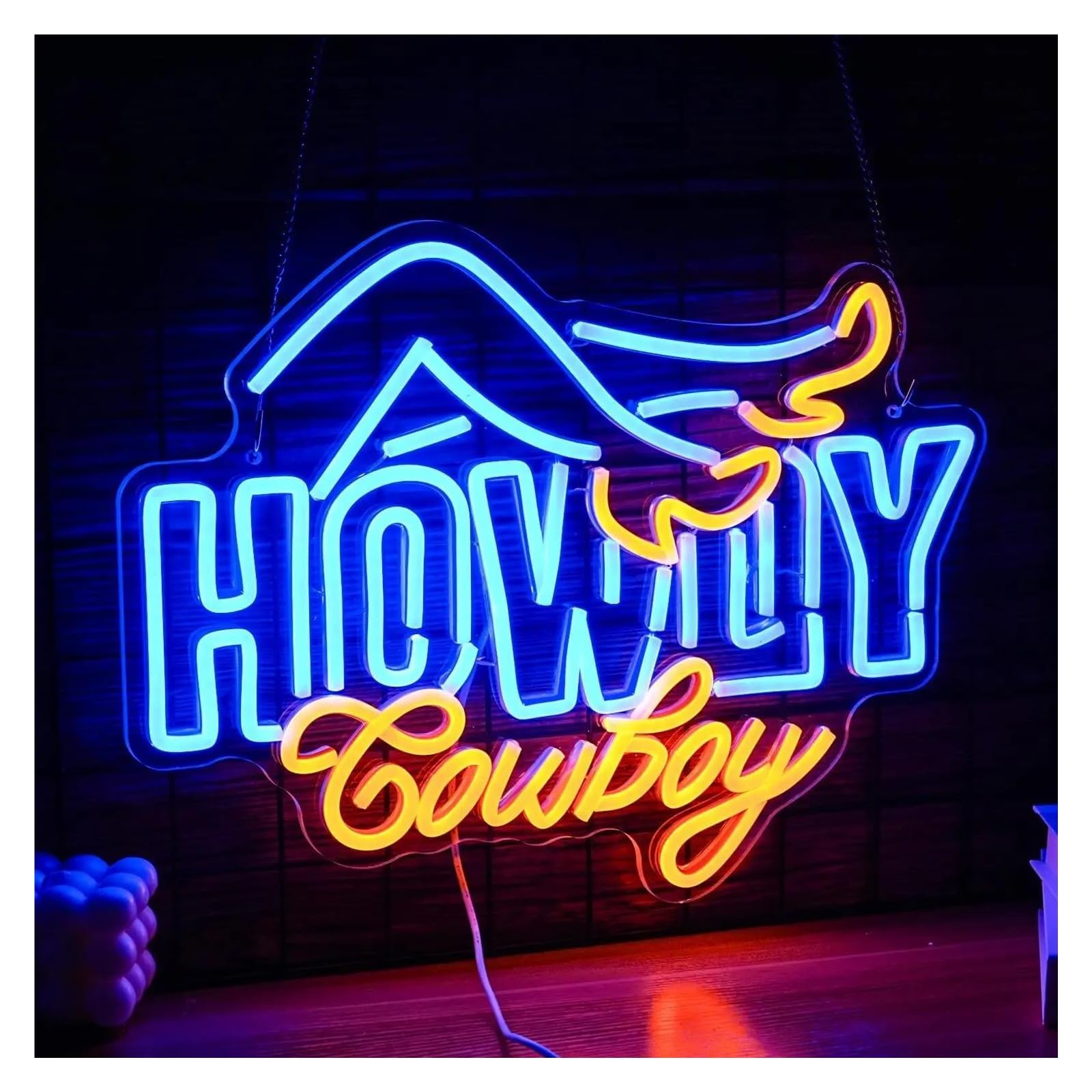 LEMST Sign Lamp Howdy Cowboy Neon Sign Dimmable Energy-Efficient Night Light for Bar Game Room Man Cave Party Wall Decor 39.4cmх30cm