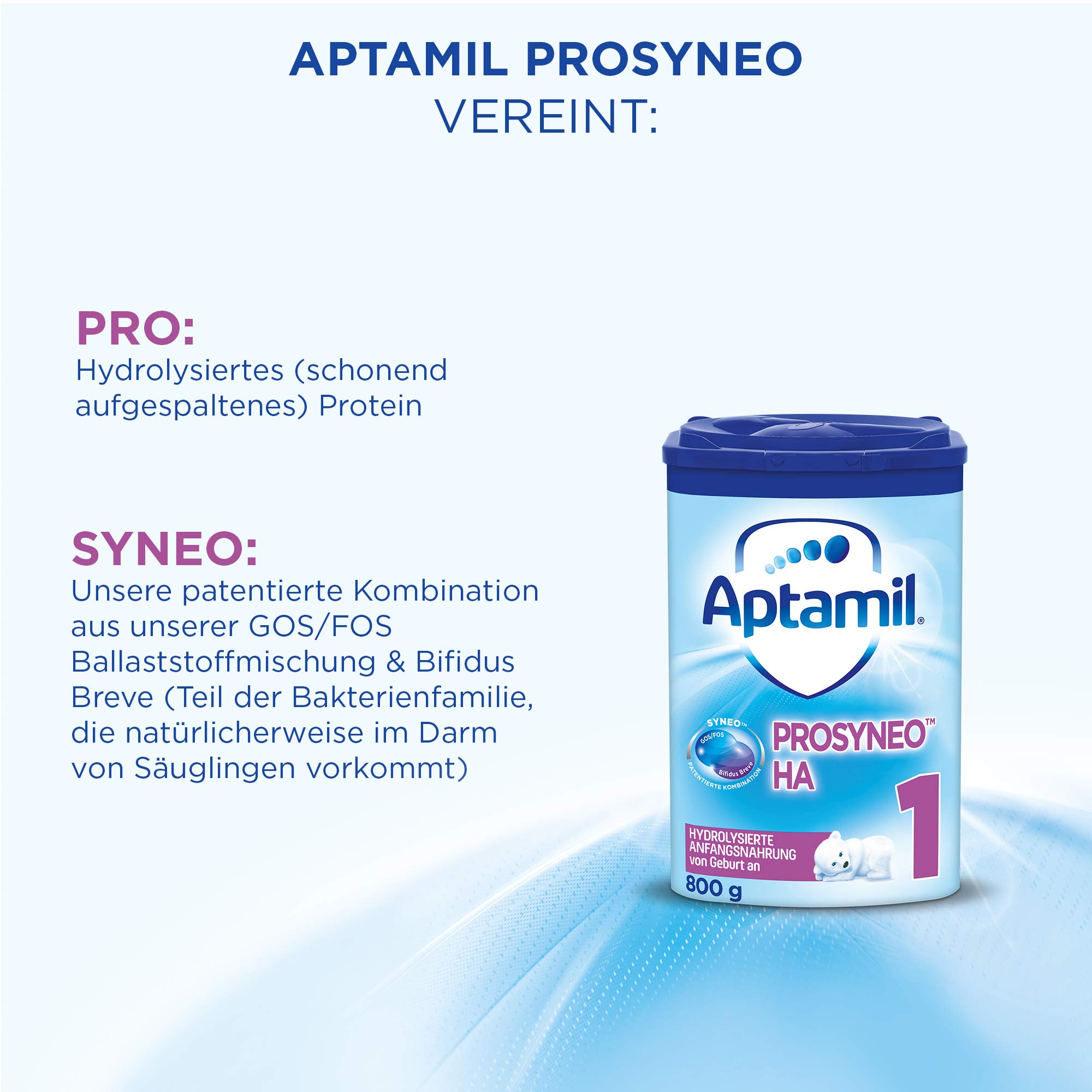 APTAMIL PROSYNEO HA 2, Babynahrung nach dem 6. Monat, Baby-Milchpulver (1 x 800 g) & PROSYNEO HA 1, Anfangsmilch von Geburt an, Baby-Milchpulver (1 x 800 g)
