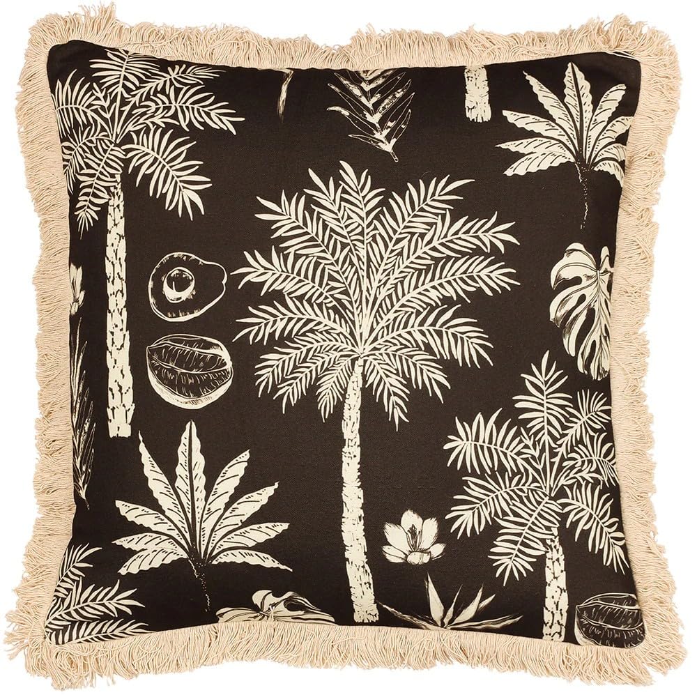 Paoletti Colonial Palm Tropical Fringed Cushion Cover from B&Q