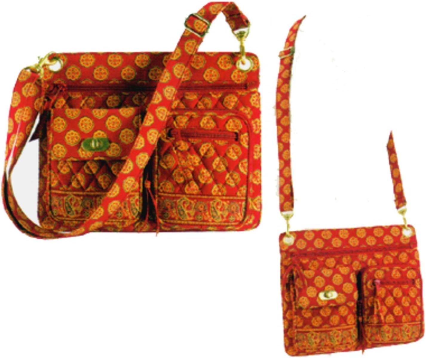 Maggi B French Country Red Mosaic Quilted Crossbody Bag