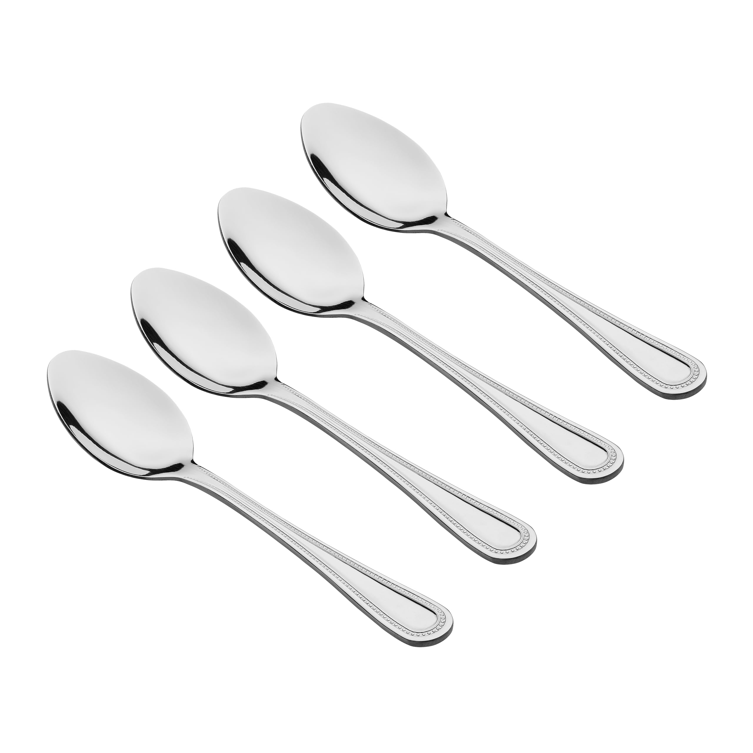 Tala Stainless Steel Teaspoons with Polished Beaded-Edge Design, Premium 18/10 Rust-Resistant Cutlery, Dishwasher Safe, Set of 4