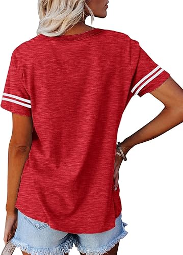 Miniatura 3 de Camisetas para el día del juego para mujer, camiseta gráfica de fútbol divertida, linda camiseta de competencia, camiseta casual de manga corta