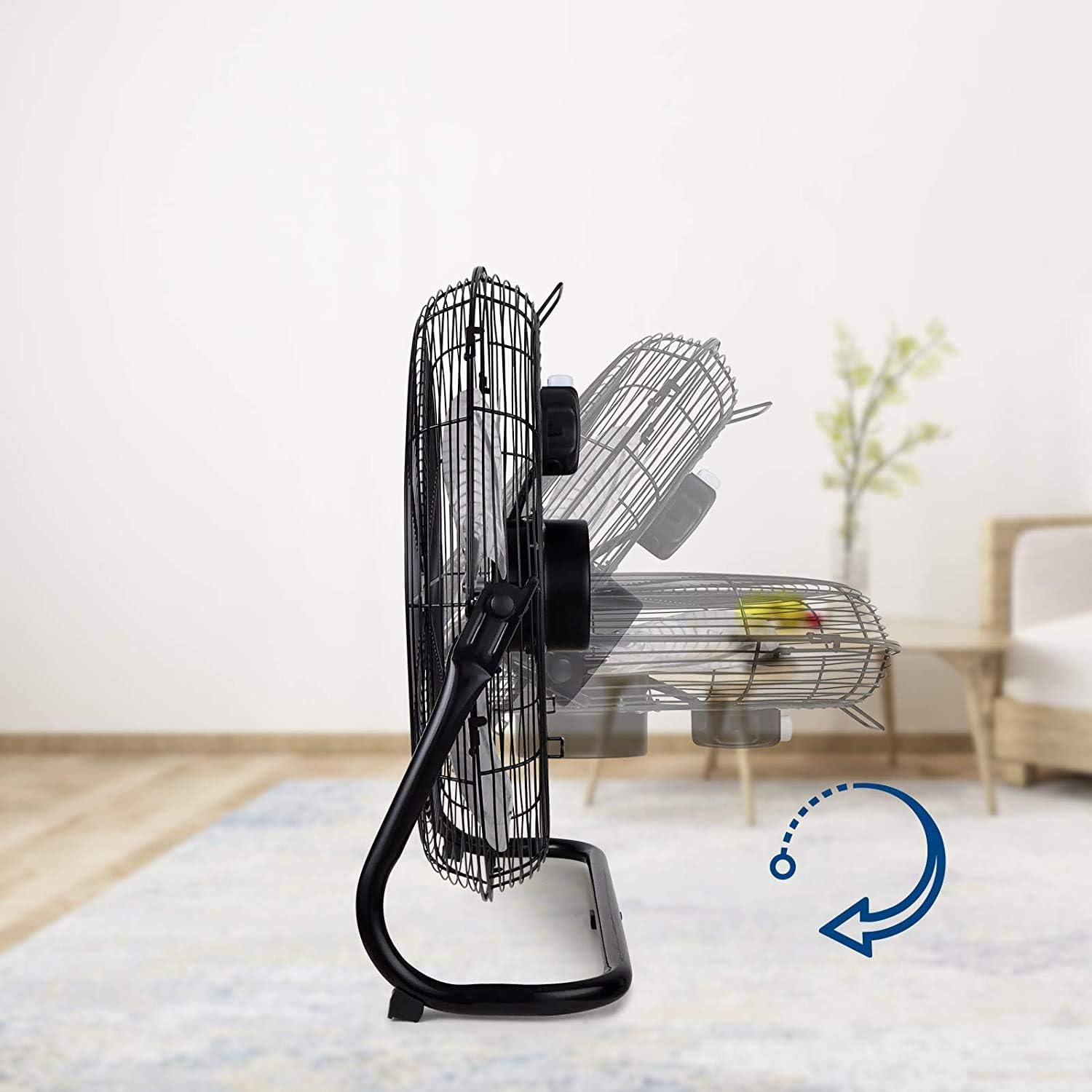 Simple Deluxe 20 Inch 3-Speed High Velocity Heavy Duty Metal Industrial Floor Fans Oscillating Quiet for Home, Commercial, Residential, and Greenhouse Use, Outdoor/Indoor, Black