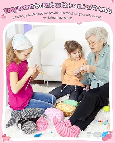 Miniatura 11 de Katech Kit de punto para principiantes para adultos, 4 piezas de calcetines de hilo con instrucciones paso a paso (idioma español no garantizado)