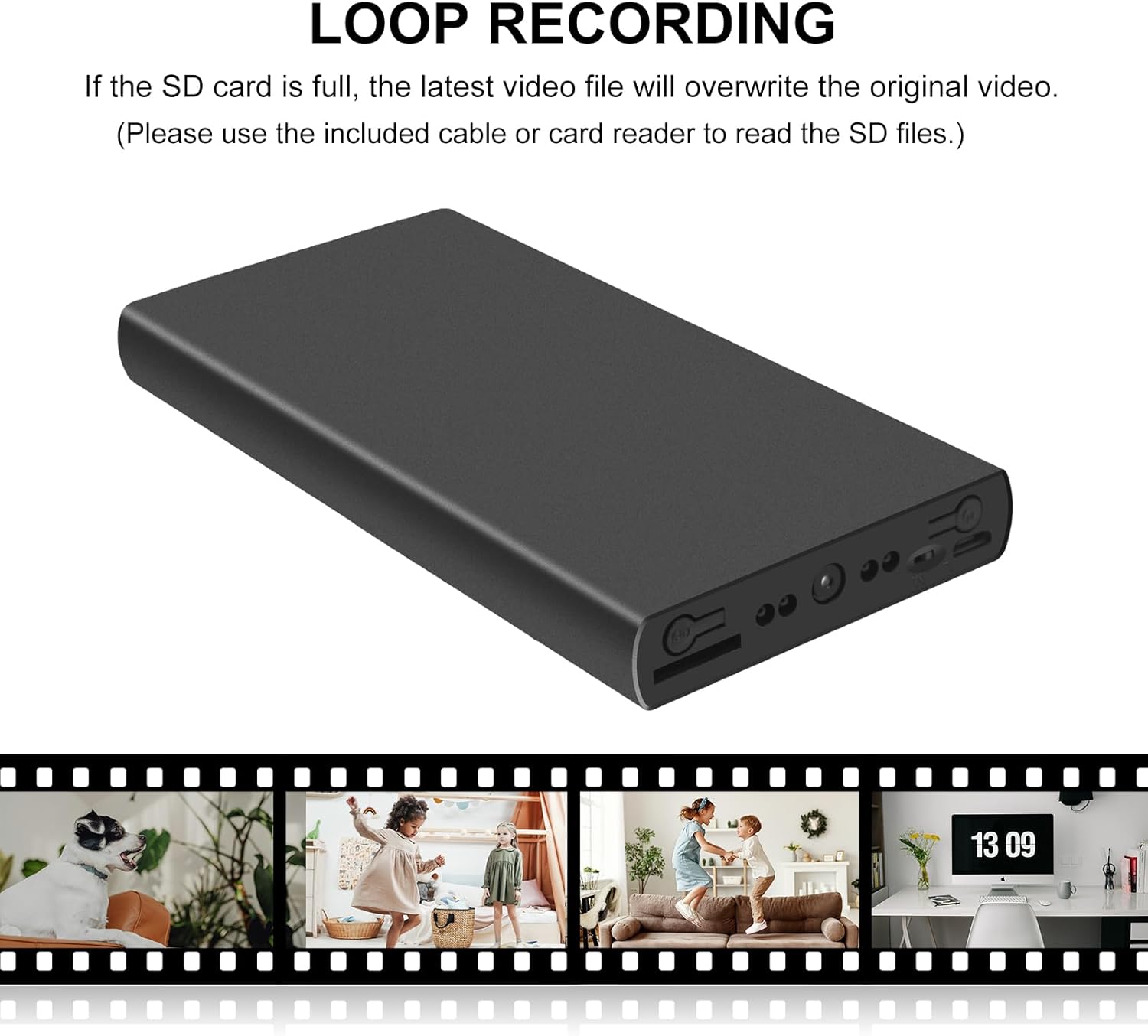 Hidden Camera Nanny cam 1080P HD Portable Video Camera with Motion Detection & Night Vision, No WiFi, Loop Recording Mini Camera for Home Office Outdoor (No Audio)