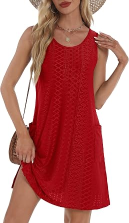 BKRIVE Coverup Summer Dresses for Women Sleeveless Sundresses with Pockets