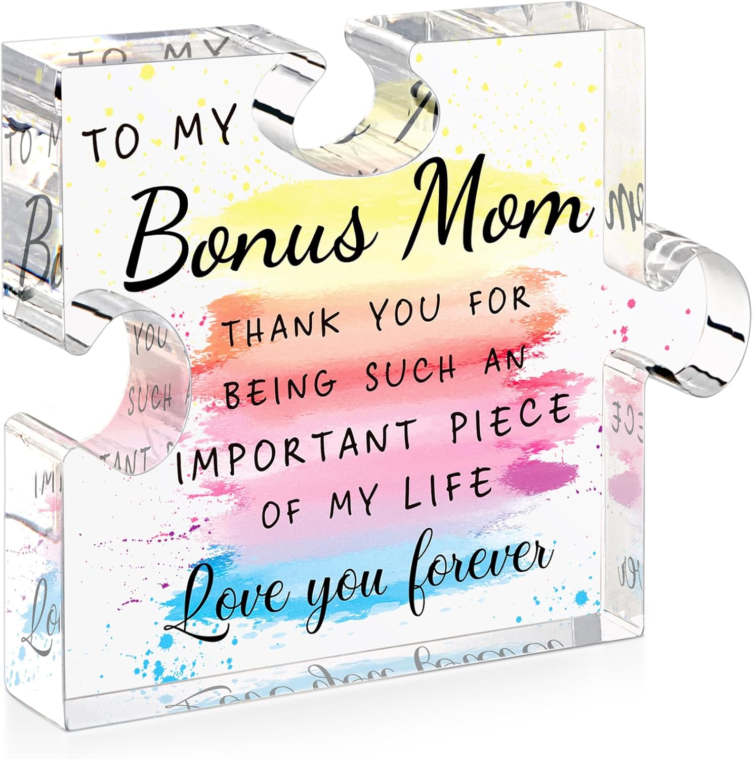Bonus Mom Gifts Step Mom Gifts Christmas Mother's Day Gifts from Step Daughter Step Son Stepmom Gifts Bonus Mom Birthday Gifts Cards Unique Gift for Bonus Mom Acrylic Plaque Best Bonus Mom