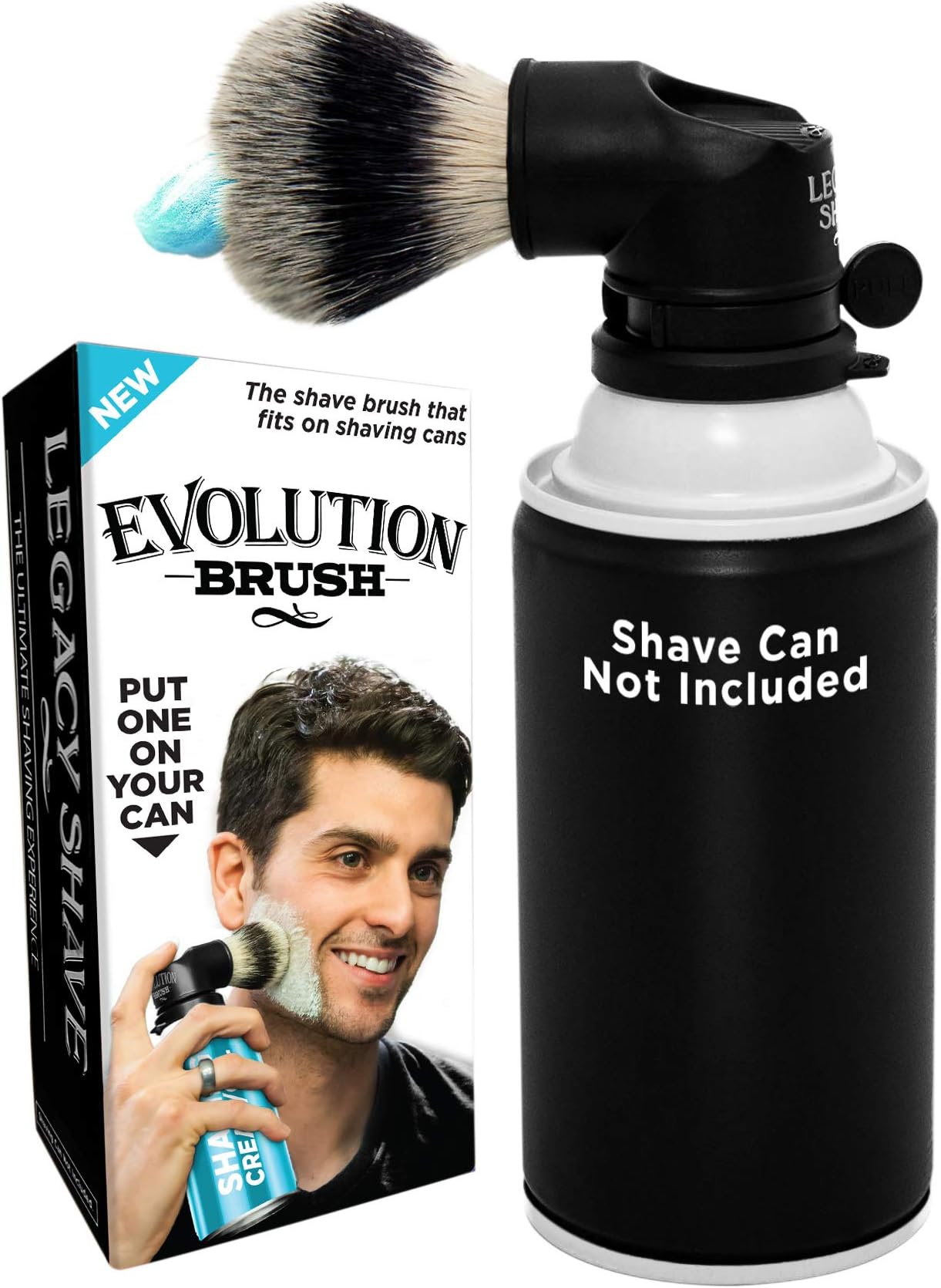 Legacy Shave - Evolution Brush - Universal Shaving Brush Engineered to Attach Directly to Shaving Cream or Shaving Gel Cans - Best Razor Wet Shave Brush for Men & Women - Black
