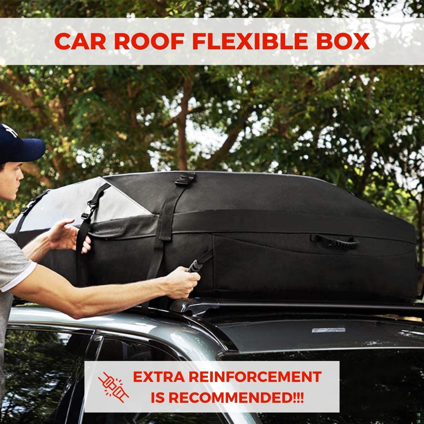 Coffres de Toit de Voiture (792 litres) Étanche en Oxford 600 + Intérieur en PVC, Flexible avec 6 Sangles pour Installation dans des Voitures avec ou sans Galerie de Toit. (160x110x45cm)