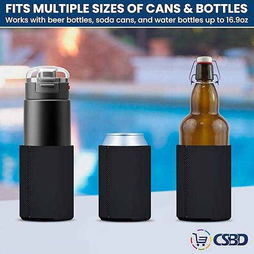 Miniatura 6 de CSBD - Aisladores de latas de color negro para fiestas, cerveza y soda, 12 paquetes, 25 paquetes, 50 paquetes, para, bodas, fiestas, eventos