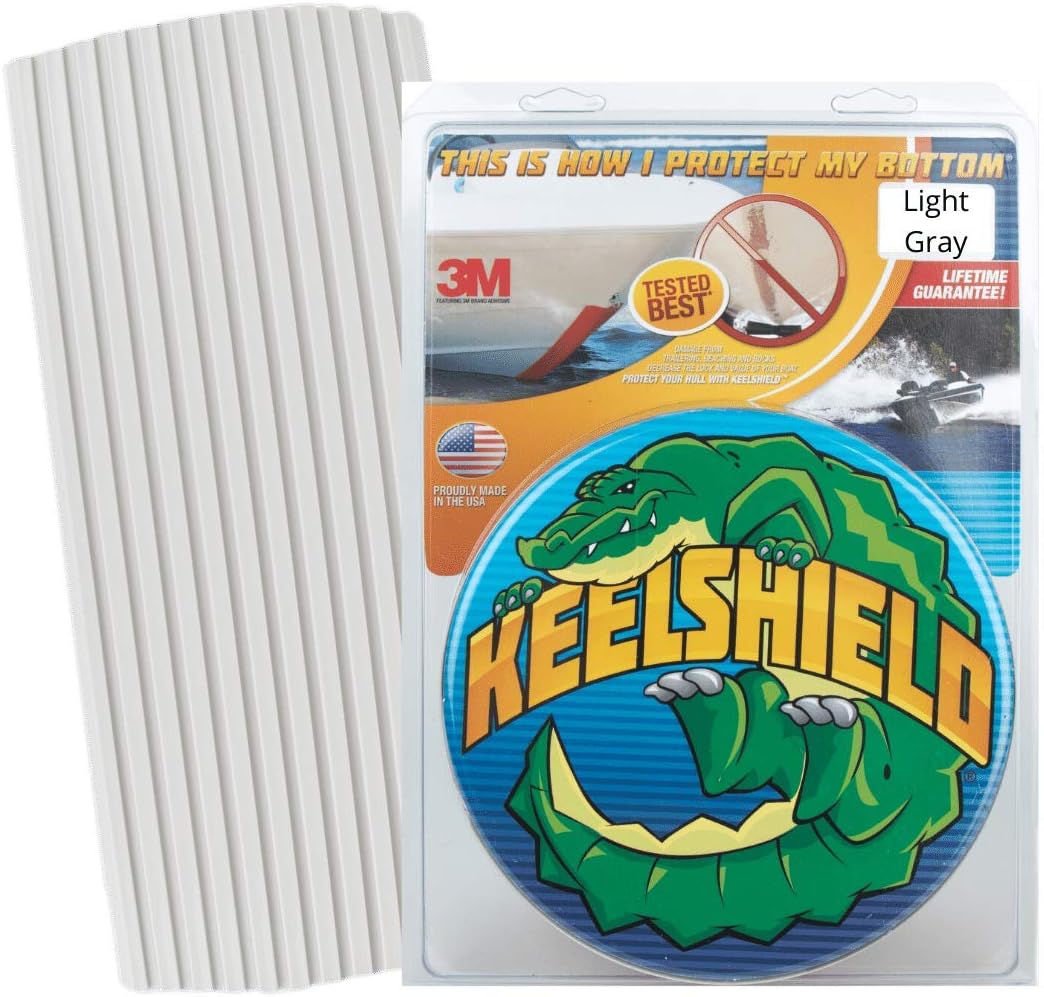 Gator Guards KeelShield Keel Guard - Helps Prevent Damage, Scars and Scratches - DIY Installation - Compatible with Fiberglass and Most Aluminum Boats - Made in the USA - 4’ to 12’ Lengths-Light Gray