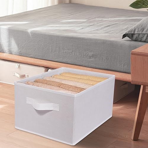 Miniatura 13 de JAKAGO Fabric Storage Bins set of 4 Rectangle Storage Baskets with Handle Foldable Closet Organizer for Clothes Towel bedding Books Collapsible