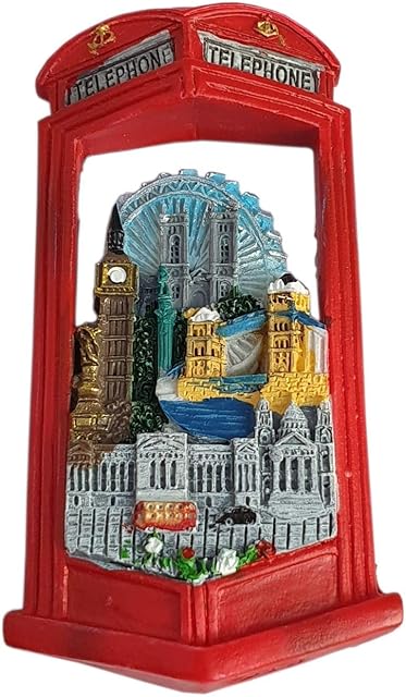 thomas benacci London in a Telephone Box Fridge Magnet - Red Colour/Tower Bridge/Big Ben/St. Paul's Cathedral/Double Decker Bus/Black Taxi/Eye/Buckingham Palace/Westminster Abbey/British Souvenir