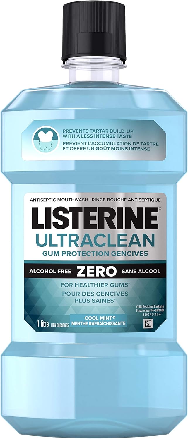Listerine Ultraclean Mouthwash, alcohol free, gum protection for