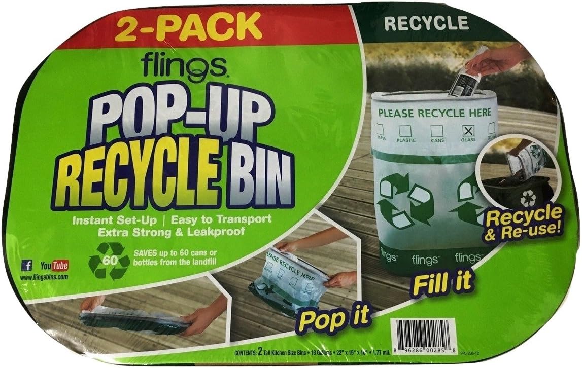 Pop-up Recycle Bin Clear 2-pack
