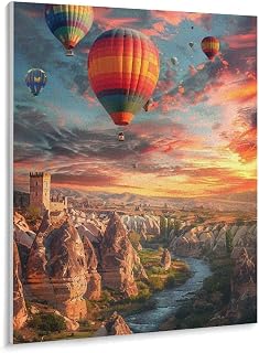 Shrandi Hot Air Balloons Over Unique Rock Formations Paint by Number, Adult Paint by Number Kits, Painting Kits for Adults Digital Oil Painting Gift and Home Wall Decor 16 * 20inch (40 * 50CM