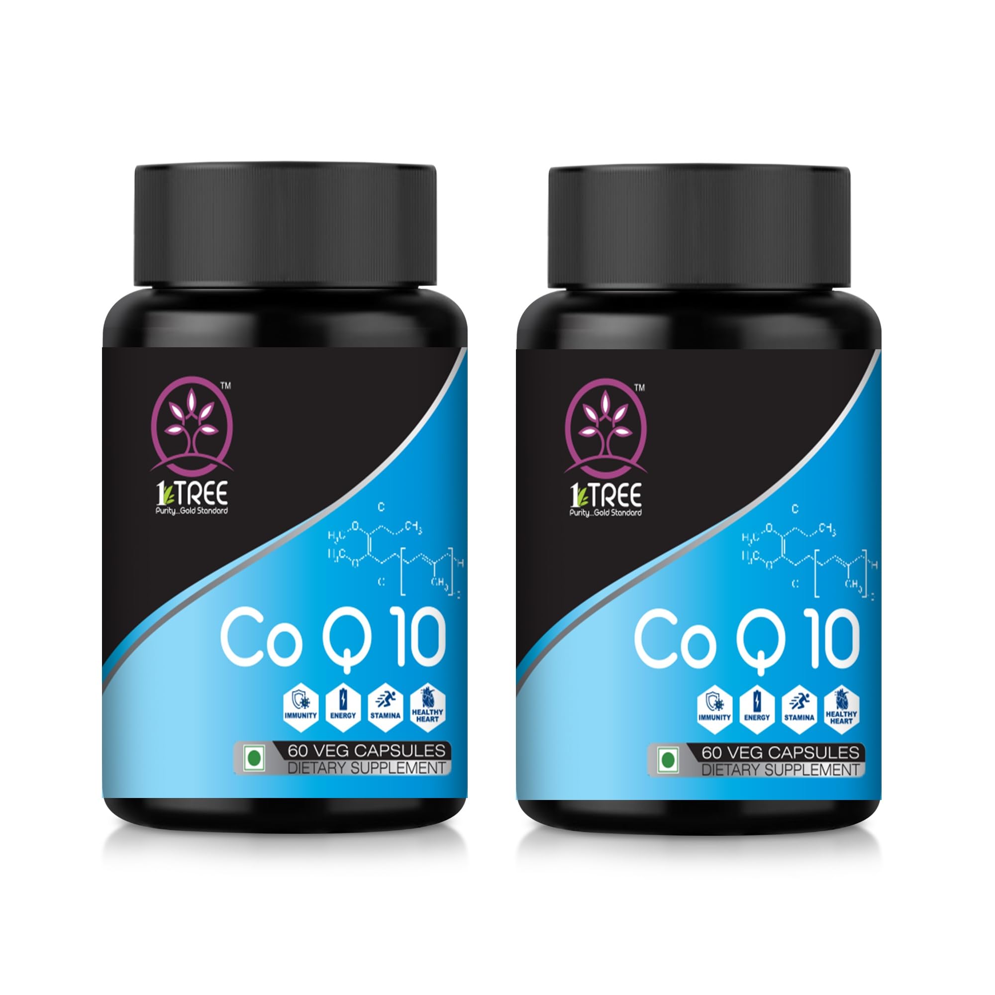 1Tree Coenzyme Q10 Supplement Capsules-COQ10 Powder Capsules Support Health 125mg 60 Capsules