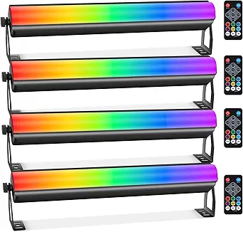 12 Best Stage Light Bar for Halloween in 2026 8 LED Stage Lights Bar, 4-Pack 108 LEDs RGB+W DMX Lights with Detachable Cover, 2-in-1 Pixel & Strobe Uplights, Remote Control, Sound Activated for DJ, Party, Wedding, Stage, Club