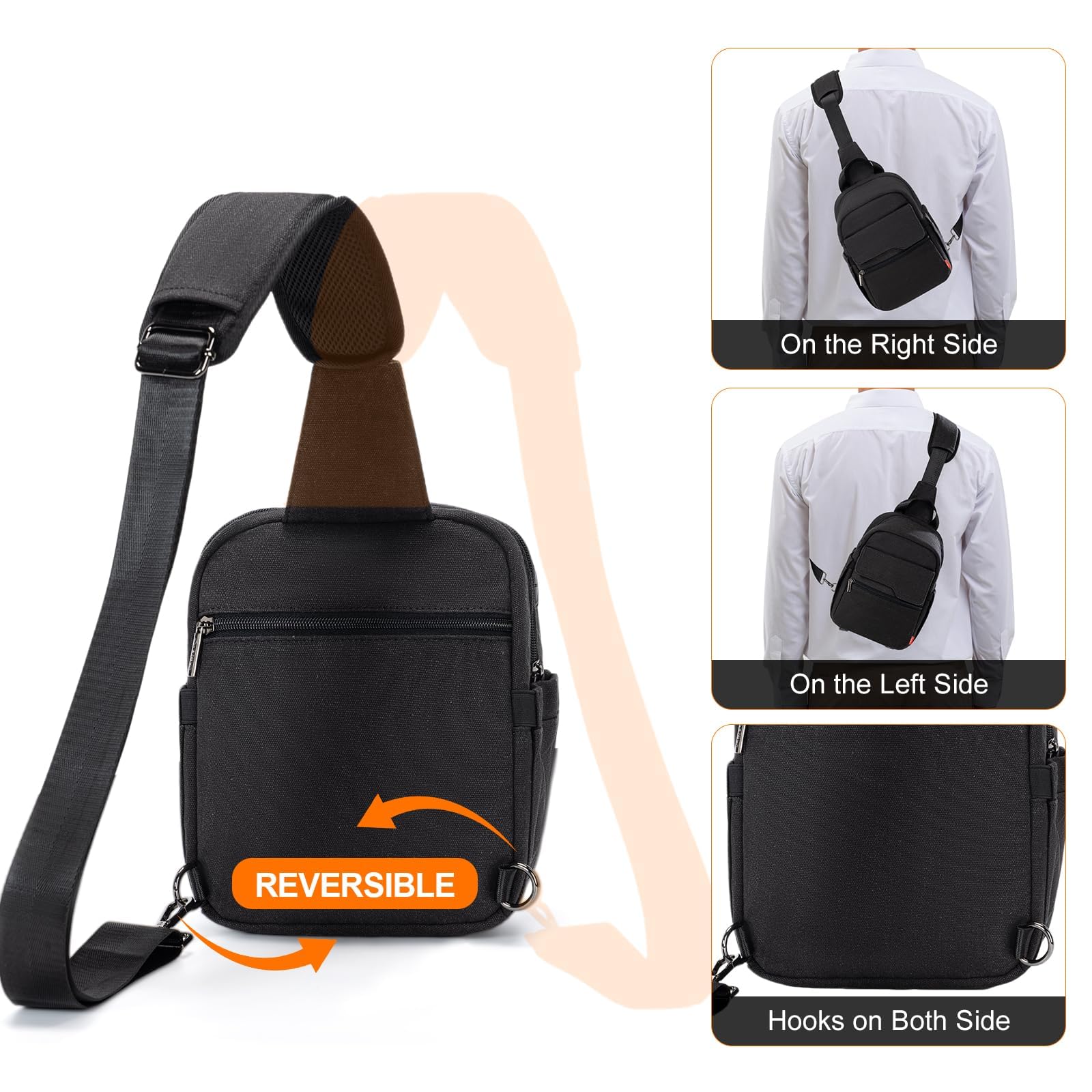 Cwatcun Borsa per fotocamera, borse impermeabili per fotocamera Borsa a tracolla grande, borsa per fotocamera per SLR, SLR/DSLR, fotocamera compatta, fotocamera di sistema e accessori, Nero,L